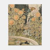 Zonnebloem Art Nouveau Tuin Grasset Vrouw Fleece Deken (Voorkant)