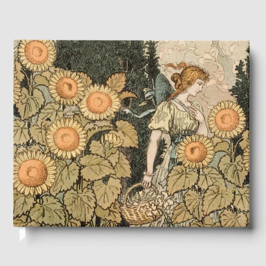 Zonnebloem Art Nouveau Tuin Grasset Vrouw Gastenboek (Voorkant)