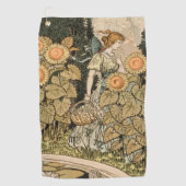 Zonnebloem Art Nouveau Tuin Grasset Vrouw Golfhanddoek (Voorkant)