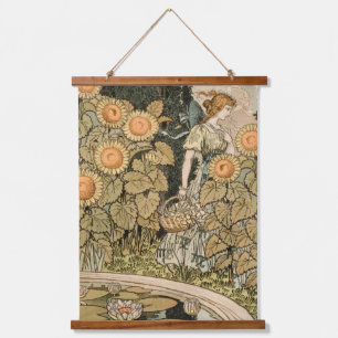 Zonnebloem Art Nouveau Tuin Grasset Vrouw Hangend Wandkleed