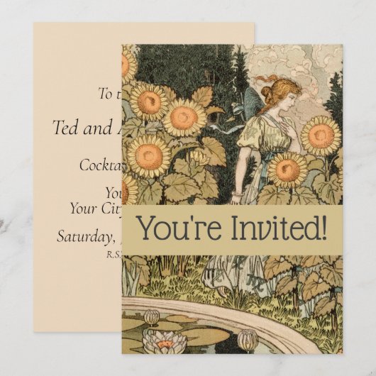 Zonnebloem Art Nouveau Tuin Grasset Vrouw Kaart (Voorkant / Achterkant)