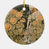 Zonnebloem Art Nouveau Tuin Grasset Vrouw Keramisch Ornament (Achterkant)