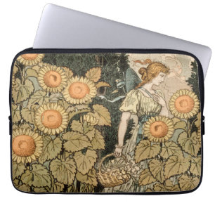 Zonnebloem Art Nouveau Tuin Grasset Vrouw Laptop Sleeve