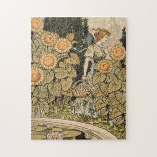 Zonnebloem Art Nouveau Tuin Grasset Vrouw Legpuzzel