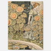 Zonnebloem Art Nouveau Tuin Grasset Vrouw Magneet (Voorkant)