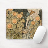 Zonnebloem Art Nouveau Tuin Grasset Vrouw Muismat (Met muis)