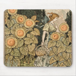 Zonnebloem Art Nouveau Tuin Grasset Vrouw Muismat