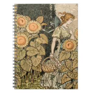 Zonnebloem Art Nouveau Tuin Grasset Vrouw Notitieboek