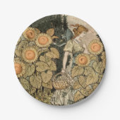 Zonnebloem Art Nouveau Tuin Grasset Vrouw Papieren Bordje (Voorkant)