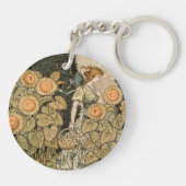 Zonnebloem Art Nouveau Tuin Grasset Vrouw Sleutelhanger (Achterkant)