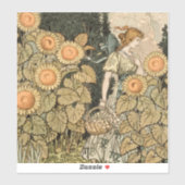 Zonnebloem Art Nouveau Tuin Grasset Vrouw Sticker (Vel)