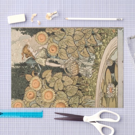 Zonnebloem Art Nouveau Tuin Grasset Vrouw Tissuepapier (Craft)