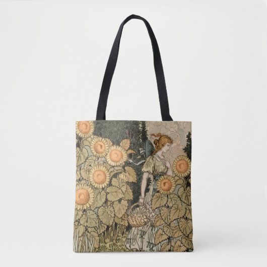 Zonnebloem Art Nouveau Tuin Grasset Vrouw Tote Bag (Voorkant)