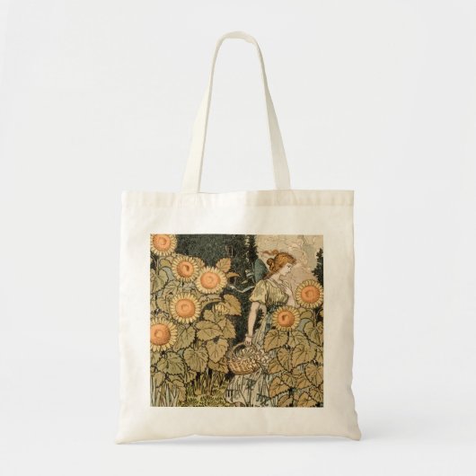 Zonnebloem Art Nouveau Tuin Grasset Vrouw Tote Bag (Voorkant)