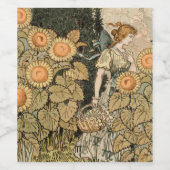 Zonnebloem Art Nouveau Tuin Grasset Vrouw Wijn Etiket (Enkel label)