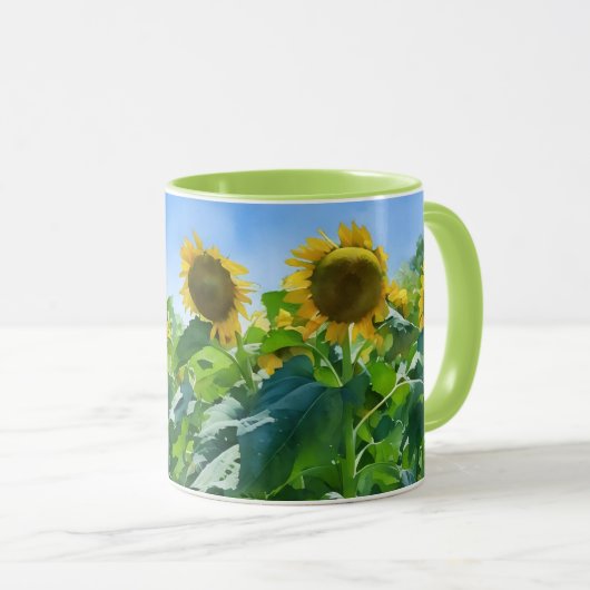 Zonnebloem Art Yellow Flower Natuur Mok Cup (Voorkant rechts)