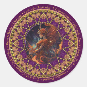 Zonnebloem Astro Boogschutter Zodiac Affirmaties Ronde Sticker