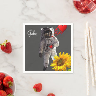 Zonnebloem Astronaut Papieren Servetten