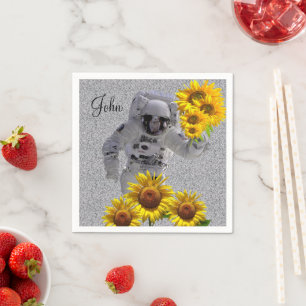Zonnebloem Astronaut Papieren Servetten