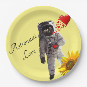 Zonnebloem Astronaut Red Hearts Paper Borden Papieren Bordje