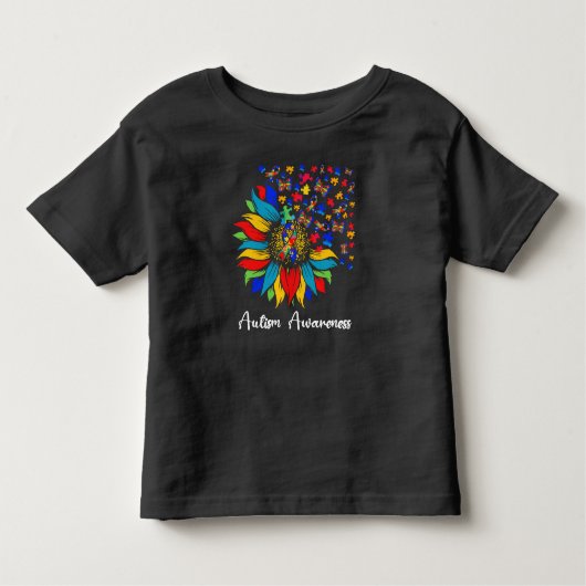 Zonnebloem Autisme Bewustzijn Dag Liefde Puzzel Ri Kinder Shirts (Voorkant)