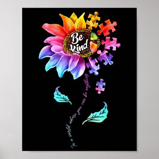 Zonnebloem Autisme Bewustzijn Wees Aardig Puzzel M Poster (Voorkant)