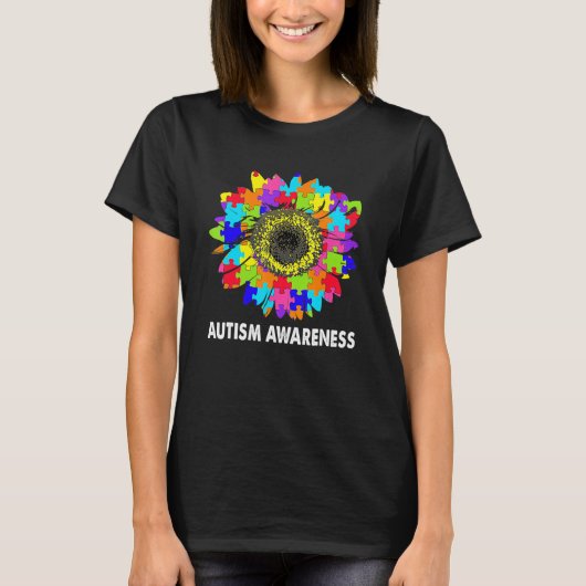 Zonnebloem Autisme T-shirt Puzzle Autisme Piece (Voorkant)