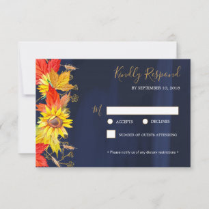 Zonnebloem Autumn Leaves Wedding RSVP Response Kaa Kaartje