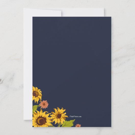 Zonnebloem avond bruids douche uitnodiging (Achterkant)