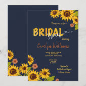Zonnebloem avond bruids douche uitnodiging (Voorkant / Achterkant)