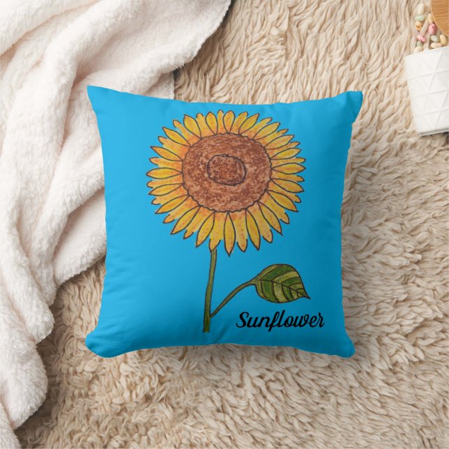 Zonnebloem Azure Blue Kussen (Deken)