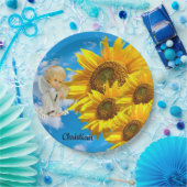 Zonnebloem Baby Angel Bloemen Papier Borden Papieren Bordje (Feest)