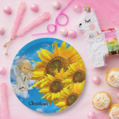 Zonnebloem Baby Angel Bloemen Papier Borden Papieren Bordje (Feest)