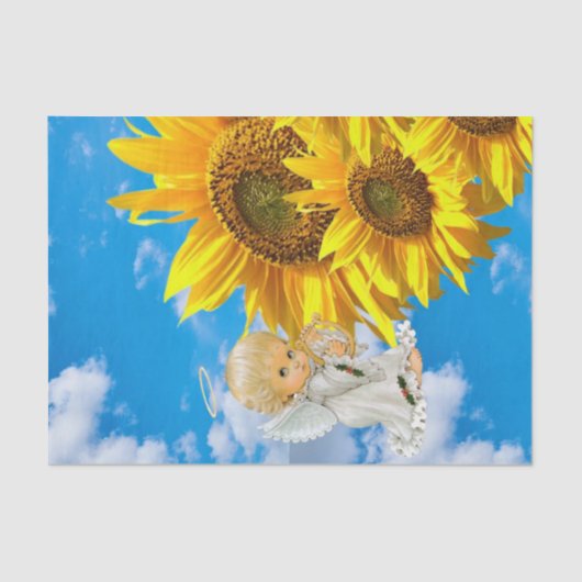 Zonnebloem Baby Angel Bloemen Weefsel Papier (Voorkant)