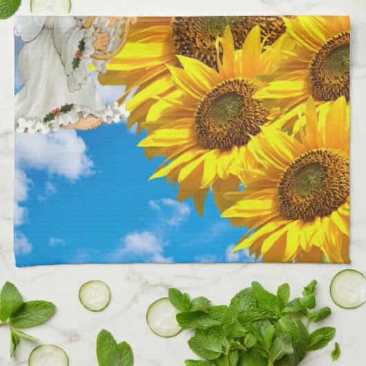Zonnebloem Baby Angel Floral Kitchen Towel Theedoek (Gevouwen)