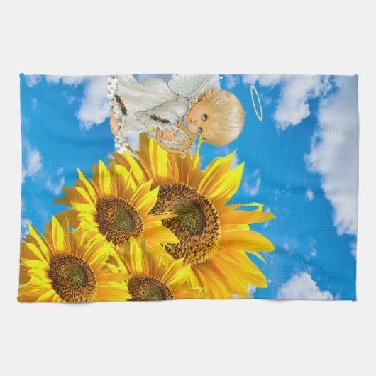 Zonnebloem Baby Angel Floral Kitchen Towel Theedoek (Horizontaal)