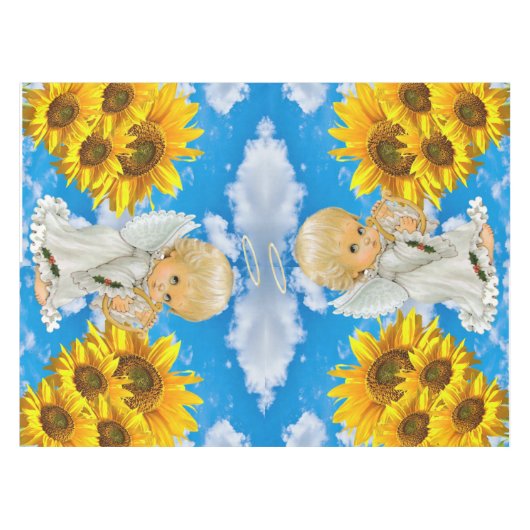 Zonnebloem Baby Angel Floral Sky Tafelkleed (Voorkant (Horizontaal))