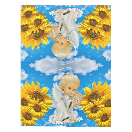 Zonnebloem Baby Angel Floral Sky Tafelkleed (Voorkant)