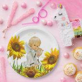Zonnebloem Baby Angel Papier Borden Papieren Bordje (Feest)