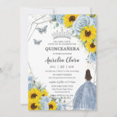 Zonnebloem Baby Blauw Bloemen Prinses Quinceañera Kaart (Voorkant)