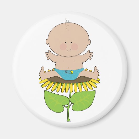 Zonnebloem Baby Boy Magneet (Voorkant)