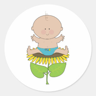 Zonnebloem Baby Boy Ronde Sticker