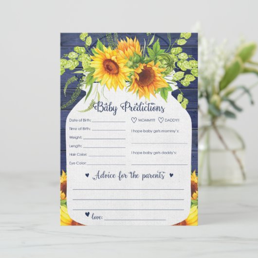 Zonnebloem, Baby- en advieskaart Kaart (Staand voorkant)