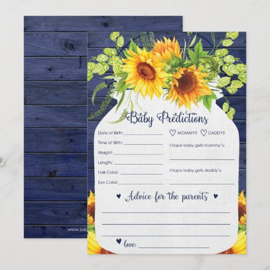 Zonnebloem, Baby- en advieskaart Kaart (Voorkant / Achterkant)