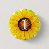 Zonnebloem Baby Girl Aangepaste leeftijd Ronde Button 3,2 Cm (Voorkant)