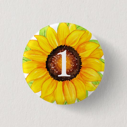 Zonnebloem Baby Girl Aangepaste leeftijd Ronde Button 3,2 Cm (Voorkant)