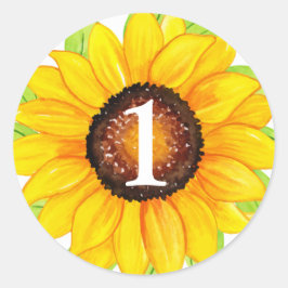 Zonnebloem Baby Girl Aangepaste leeftijd Ronde Sticker