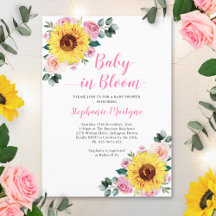 Zonnebloem Baby in bloem roze Baby shower