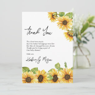 Zonnebloem Baby in Bloom Baby Shower Bedankkaart