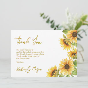 Zonnebloem Baby in Bloom Baby Shower Bedankkaart